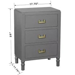 Kirklands Home Nightstands|Wood 3-Drawer Layla Nightstand Gray