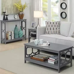 Kirklands Home Coffee Tables|Wood Geometric Sides Coffee Table Gray