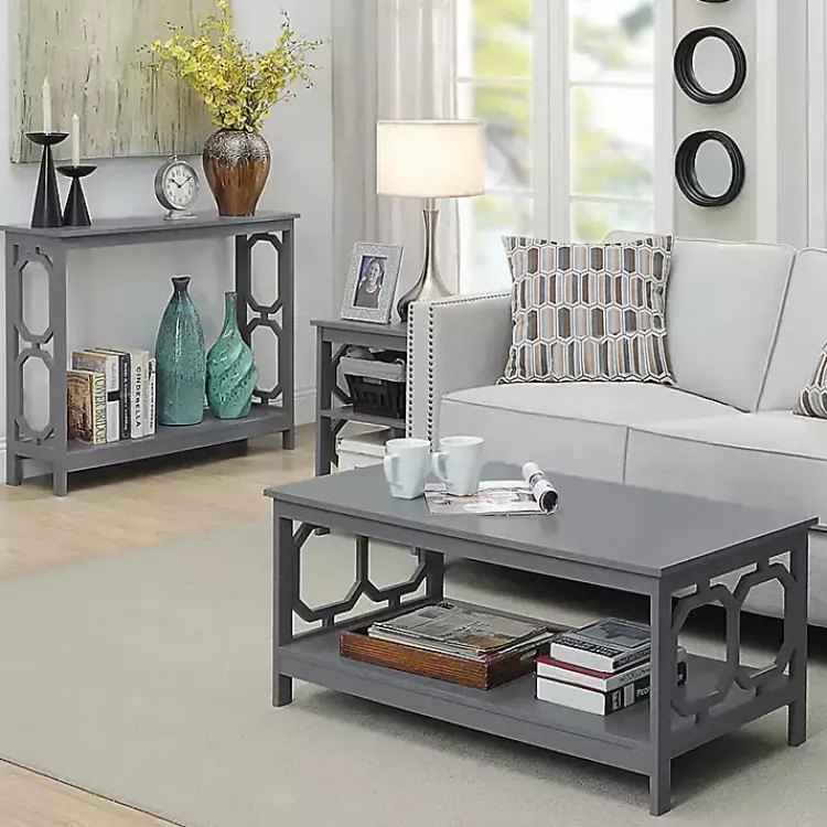Kirklands Home Coffee Tables|Wood Geometric Sides Coffee Table Gray