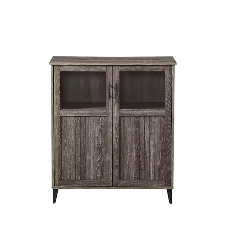 Kirklands Home Cabinets & Sideboards|Wood Glass Windows Storage Cabinet Gray