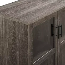 Kirklands Home Cabinets & Sideboards|Wood Glass Windows Storage Cabinet Gray