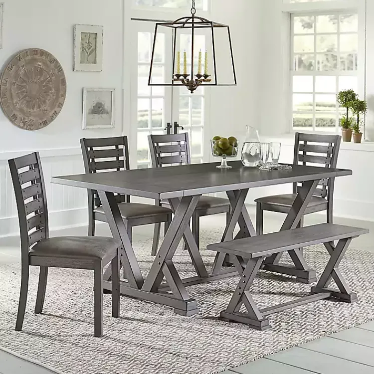 Kirklands Home Dining Chairs|Wood Harbor Dining Bench Gray