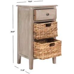 Kirklands Home Accent & End Tables|Wood Side Table with Baskets Gray