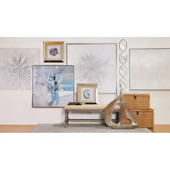 Kirklands Home Benches & Ottomans|Wood Upholstered Burlap Seat Bench Gray