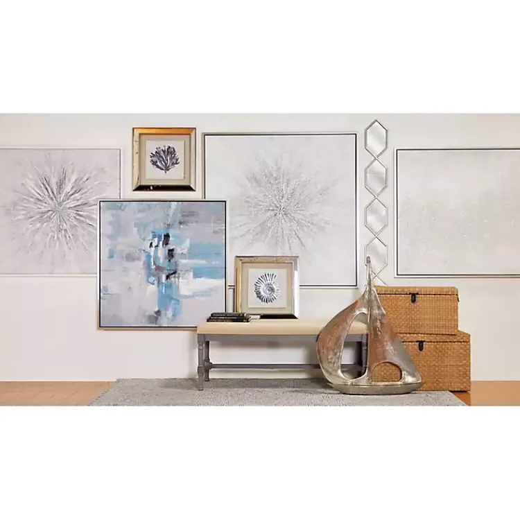 Kirklands Home Benches & Ottomans|Wood Upholstered Burlap Seat Bench Gray