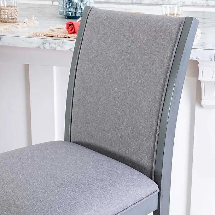 Kirklands Home Bar Stools & Counter Height Stools|Wood Upholstered Counter Stools, Set of 2 Gray