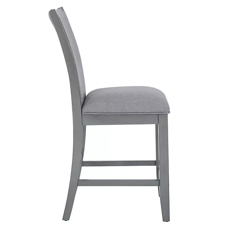 Kirklands Home Bar Stools & Counter Height Stools|Wood Upholstered Counter Stools, Set of 2 Gray