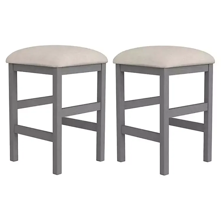 Kirklands Home Bar Stools & Counter Height Stools|Wood Upholstered Seat 2-pc. Counter Stool Set Gray