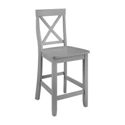 Kirklands Home Bar Stools & Counter Height Stools|Wood X-Back Counter Stools, Set of 2 Gray