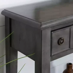 Kirklands Home Console Tables|Wooden Console Table with Double Drawers Gray