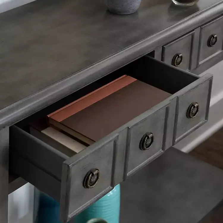 Kirklands Home Console Tables|Wooden Console Table with Double Drawers Gray