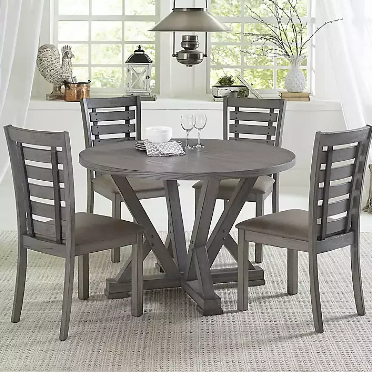 Kirklands Home Dining Tables|Gray Wooden Fiji Round Dining Table