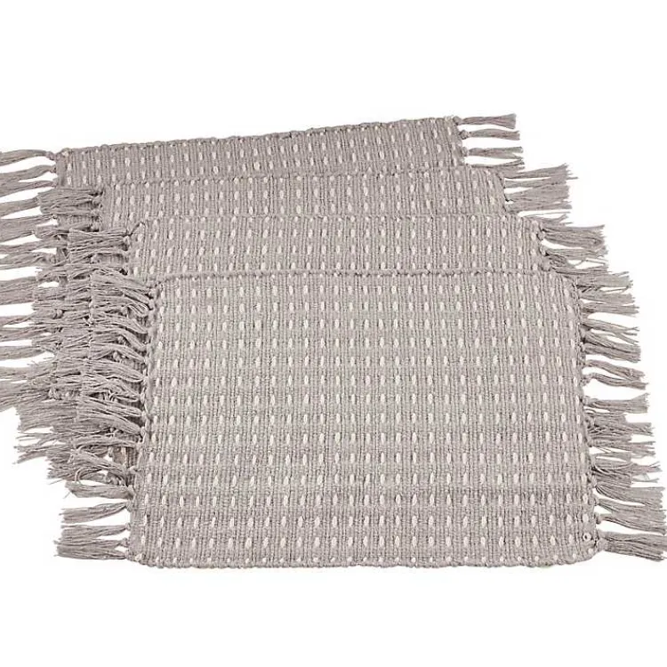 Kirklands Home Table Linens|Woven Dashed Placemats, Set of 4 Gray