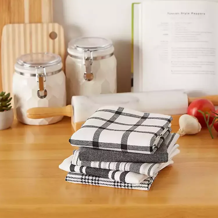 Kirklands Home Kitchen Accessories|Gray Woven Dish Towels, Set of 5