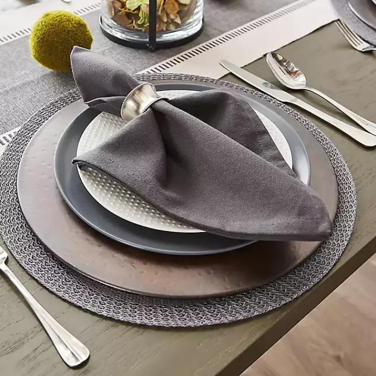 Kirklands Home Table Linens|Woven Round Placemats, Set of 6 Gray