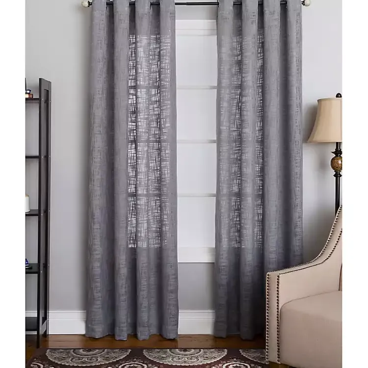 Kirklands Home Curtains & Drapes|Woven Single Curtain Panel, 84 in. Gray