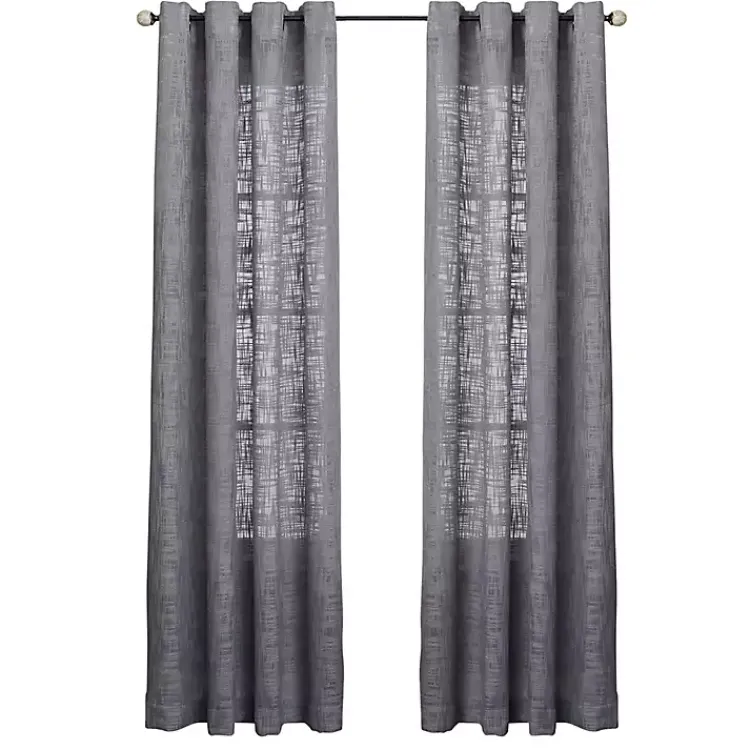 Kirklands Home Curtains & Drapes|Woven Single Curtain Panel, 84 in. Gray