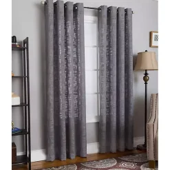 Kirklands Home Curtains & Drapes|Woven Single Curtain Panel, 84 in. Gray