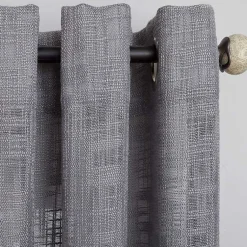 Kirklands Home Curtains & Drapes|Woven Single Curtain Panel, 84 in. Gray