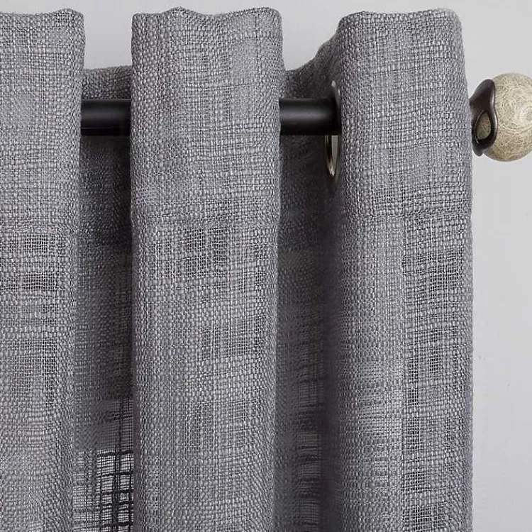 Kirklands Home Curtains & Drapes|Woven Single Curtain Panel, 84 in. Gray