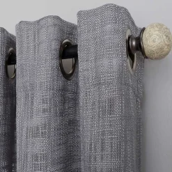 Kirklands Home Curtains & Drapes|Woven Single Curtain Panel, 84 in. Gray