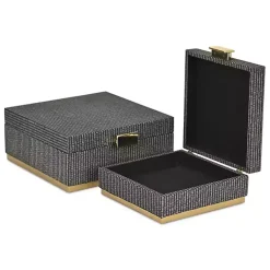 Sale Gray Woven Square Decorative Boxes, Set of 2 Baskets & Boxes