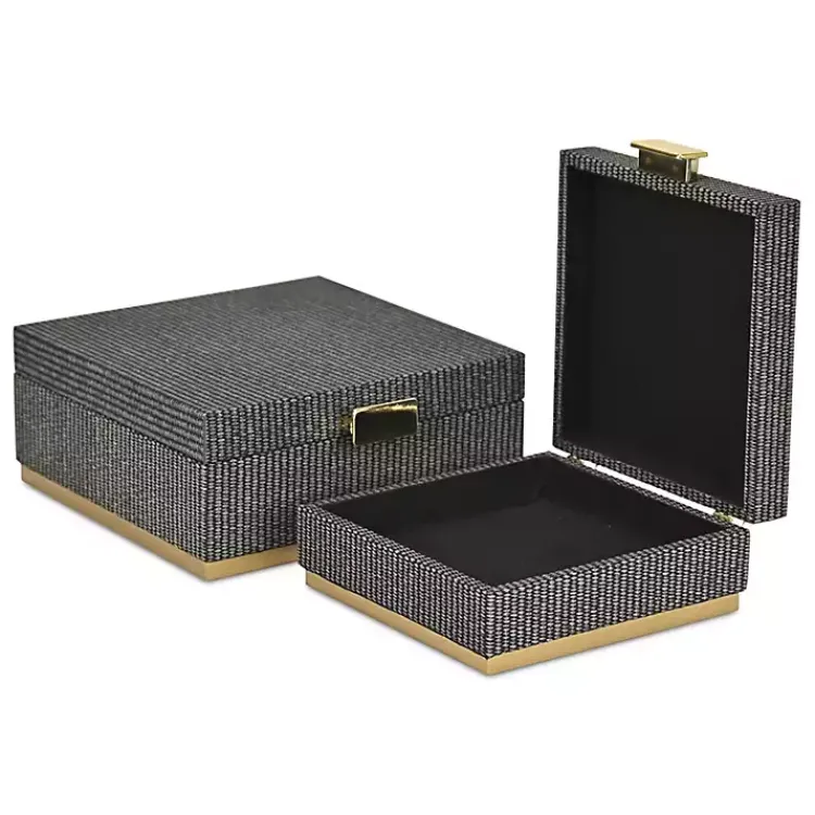 Sale Gray Woven Square Decorative Boxes, Set of 2 Baskets & Boxes
