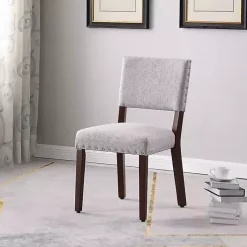 Kirklands Home Dining Chairs|Woven Upholstered Dining Chairs, Set of 2 Gray