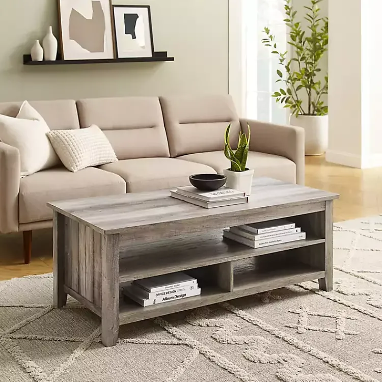 Kirklands Home Coffee Tables|wash Grooved Side Panel Coffee Table Gray
