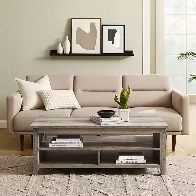 Kirklands Home Coffee Tables|wash Grooved Side Panel Coffee Table Gray