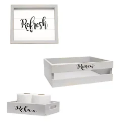 Kirklands Home Bathroom Accessories|wash 3-pc. Bathroom Accessories Set Gray