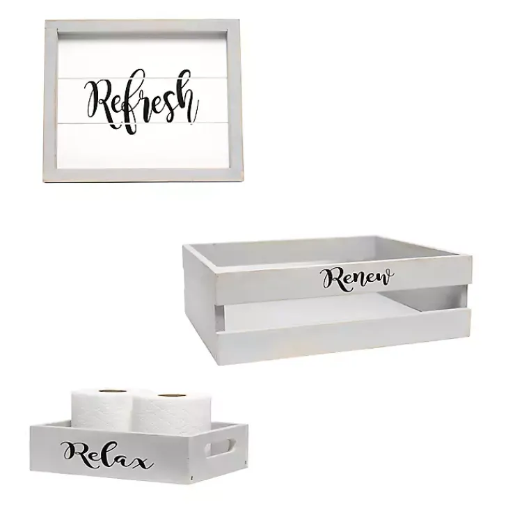 Kirklands Home Bathroom Accessories|wash 3-pc. Bathroom Accessories Set Gray