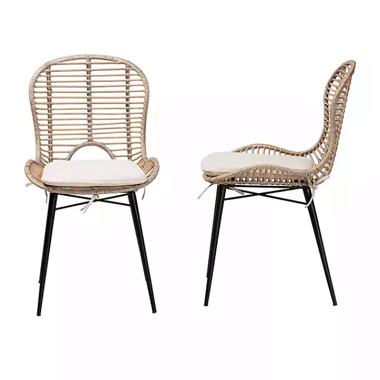 Kirklands Home Dining Chairs|Graywash Rattan Brenna Dining Chairs, Set of 2