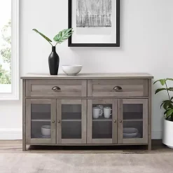 Kirklands Home Cabinets & Sideboards|wash Rustic Glass Front Sideboard Gray