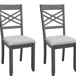 Kirklands Home Dining Chairs|Graywash Wood X-Back Dining Chairs, Set of 2 White