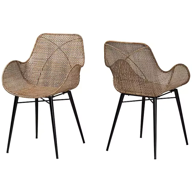 Kirklands Home Dining Chairs|Graywashed Metal Flared Dining Chairs, Set of 2 Brown
