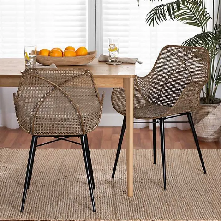 Kirklands Home Dining Chairs|Graywashed Metal Flared Dining Chairs, Set of 2 Brown