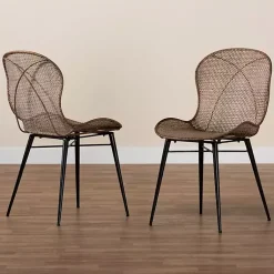 Kirklands Home Dining Chairs|Graywashed Rattan Dining Chairs, Set of 2 Brown