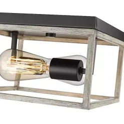 Kirklands Home Flush Mount Lighting|Graywashed Square Flush Mount Light