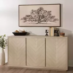 Kirklands Home Cabinets & Sideboards|Graywashed Wood Herringbone Sideboard