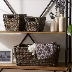 Discount Graywashed Woven Water Hyacinth Baskets, Set of 3 Baskets & Boxes