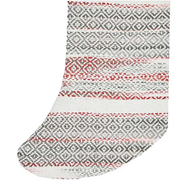 Hot Green & Red Patterned Stripe II Stocking Christmas Stockings & Stocking Holders