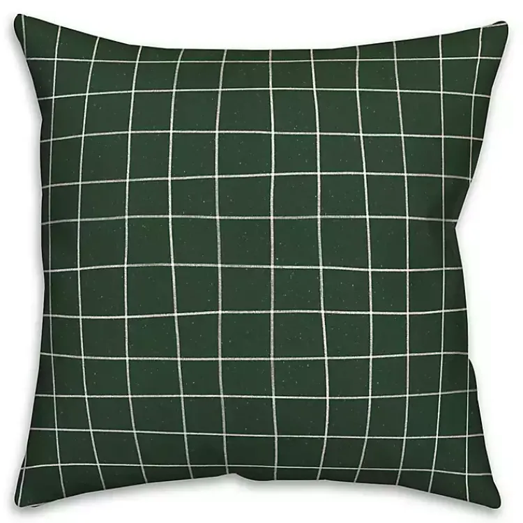 Kirklands Home Outdoor Cushions & Pillows|& White Grid Indoor/Outdoor Pillow Green