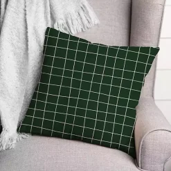 Kirklands Home Outdoor Cushions & Pillows|& White Grid Indoor/Outdoor Pillow Green