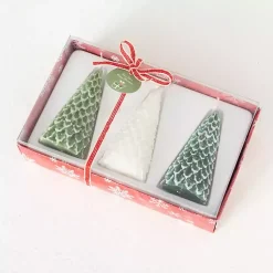 Sale Green & White Pine Tree Candle Set Christmas Decorations
