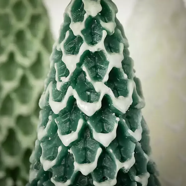 Sale Green & White Pine Tree Candle Set Christmas Decorations