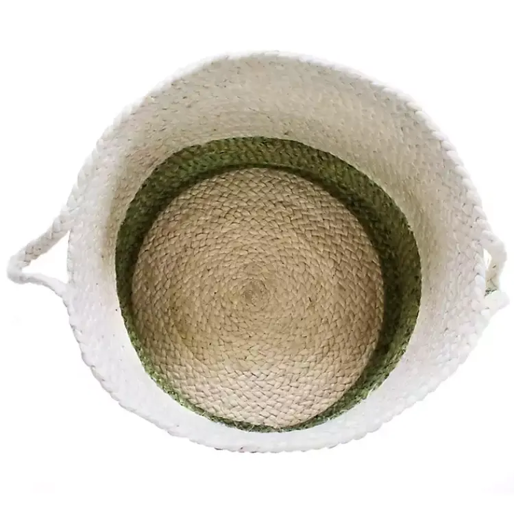 Online Green and Cream Woven Basket with Tassel, 17 in. Baskets & Boxes