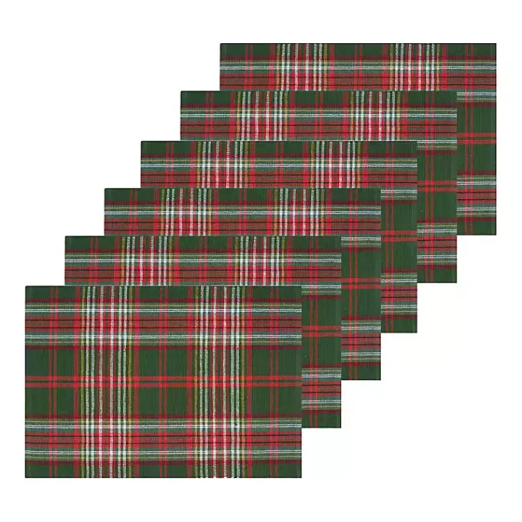 Clearance Green and Red Axel Plaid Placemats, Set of 6 Christmas Dining & Entertaining
