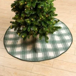 Hot Green and Tan Plaid Christmas Tree Skirt Christmas Tree Skirts & Collars