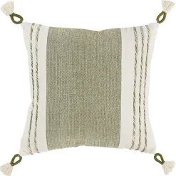 New Green and White Block Loop Throw Pillow Pillows